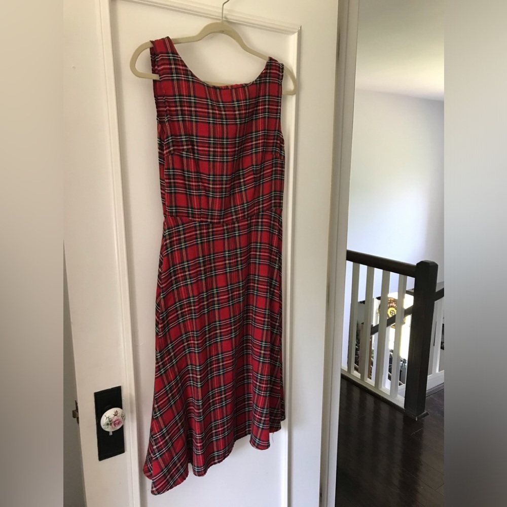 Vintage Thxgiving Classic Tartan Dress Red